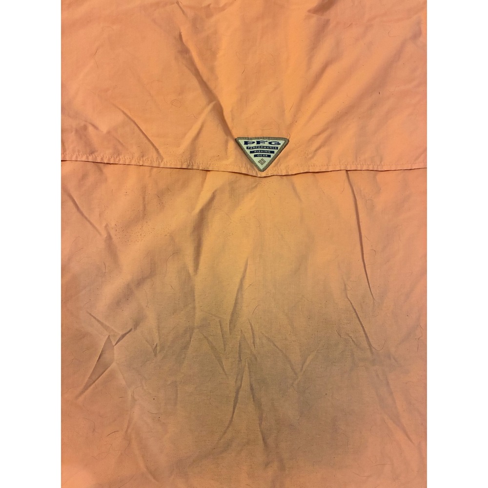 Columbia PFG Fishing Shirt Mens Large Peach Orange Short Sleeve Button Down Gorp - Picture 7 of 13